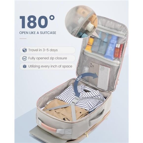 Carry on Travel Backpack, 40L Waterproof Large 17inch Laptop Luggage - Picture 4 of 7